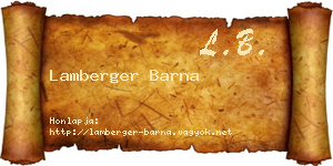 Lamberger Barna névjegykártya